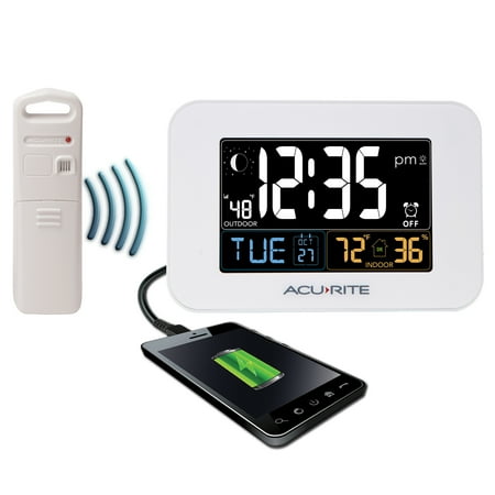 AcuRite Alarm Clock with Outdoor Temperature and USB Charger