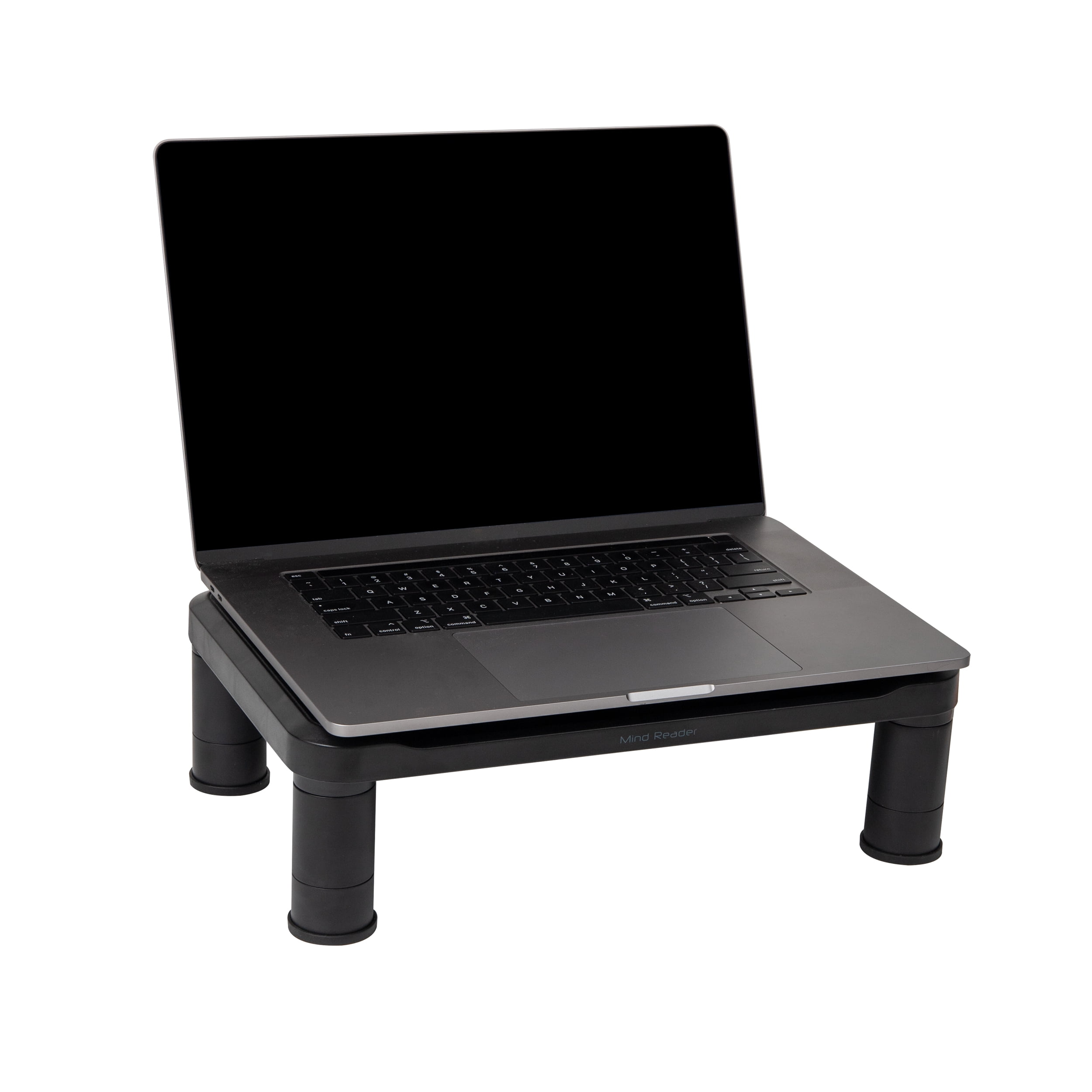 Mind Reader Monitor Stand, Height Adjustable, Laptop, Computer, Riser, Set of 2, Black