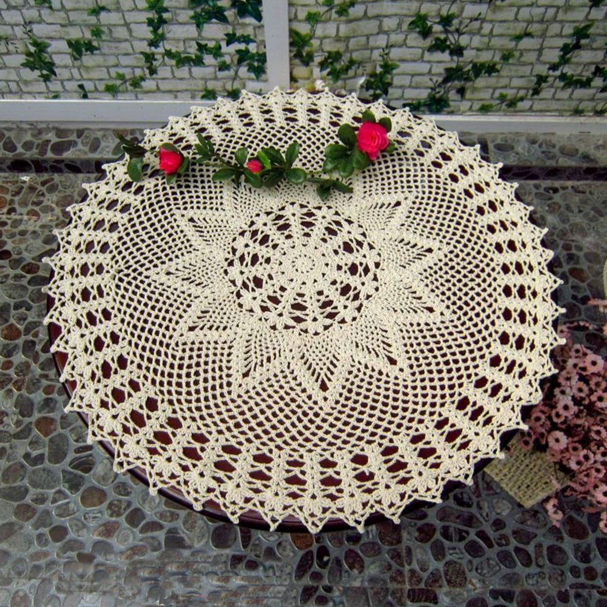 Vintage Round Placemat Doilies Hand Crochet Cotton Table Cloth Drink Mat Coaster 