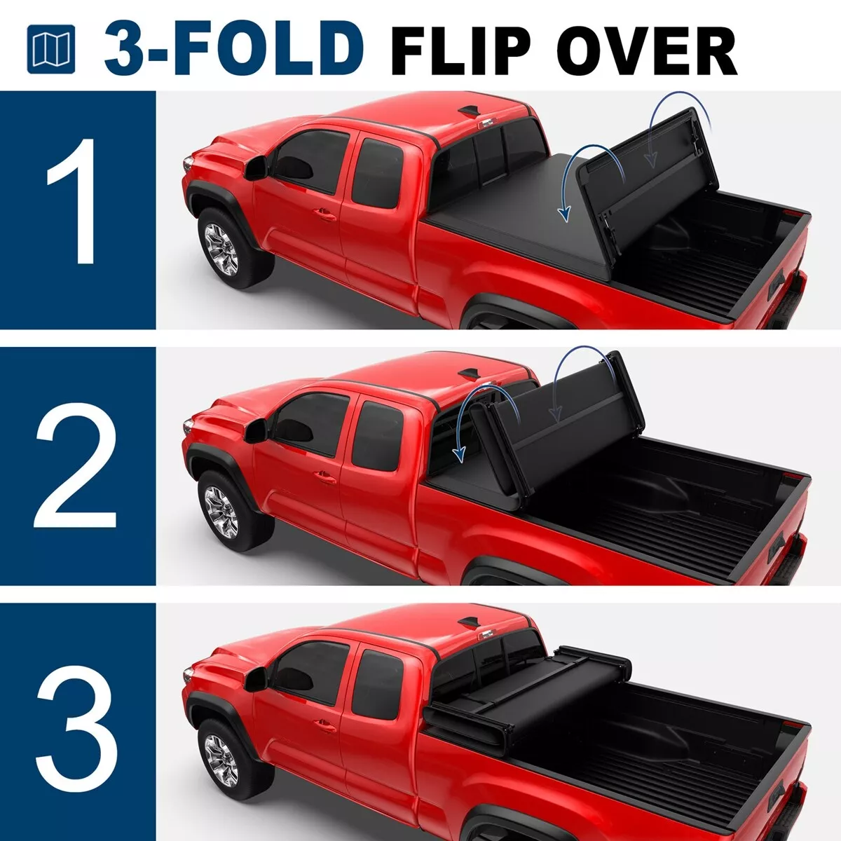 MOSTPLUS 6FT 3-Fold Soft Truck Bed Tonneau Cover for 2016-2023 Toyota Tacoma w/ LED