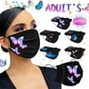 Adult Black Disposable Mask with Butterfly Prints, 3 Ply Filter Face Mask 3-Layer Protective Face Covering with Nose Wire and Ear Loopps for Women & Men, 10/50ct