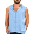 thumbnail image 1 of Men Spring And Summer Travel Sleeveless Top Cotton Linen Vest Loose Button Vest Coat, 1 of 6