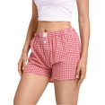 thumbnail image 2 of Women Pajamas Shorts Gingham Cute Short Pants Plaid Lounge Shorts Sleep Bottoms Elastic Boxers Streetwear, 2 of 4