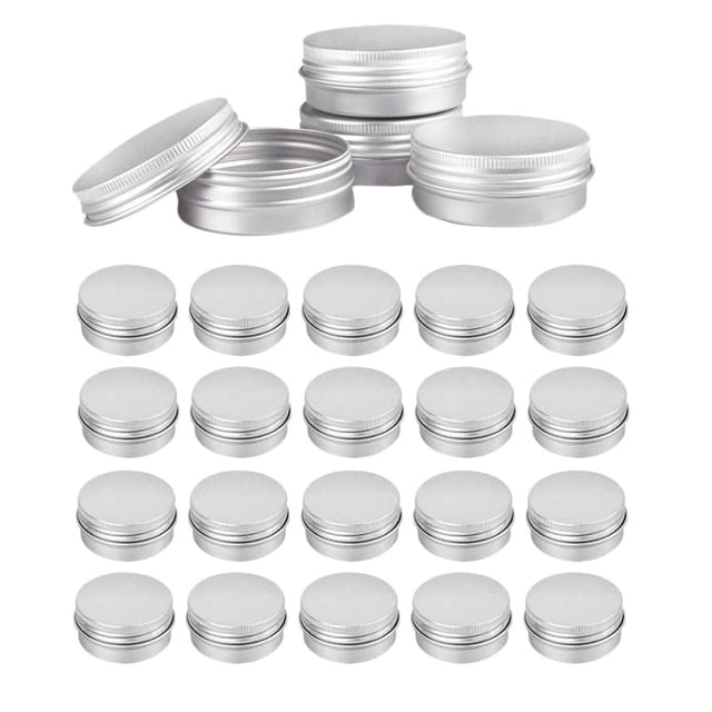 48 Piezas Latas de 1 Onza Aluminio Plateado Redondas con Tapa Rosca Recipientes