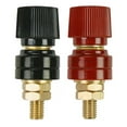 thumbnail image 1 of 3/8" Copper Battery Terminal Stud Connector, Ampper Remote Battery Binding Post Junction Post Block Terminal Kit, Pack of 2 (Red and Black), 1 of 7
