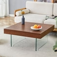 thumbnail image 4 of High Quality Walnut Coffee Table - 31.5"x31.5" with Tempered Glass Legs, 4 of 10