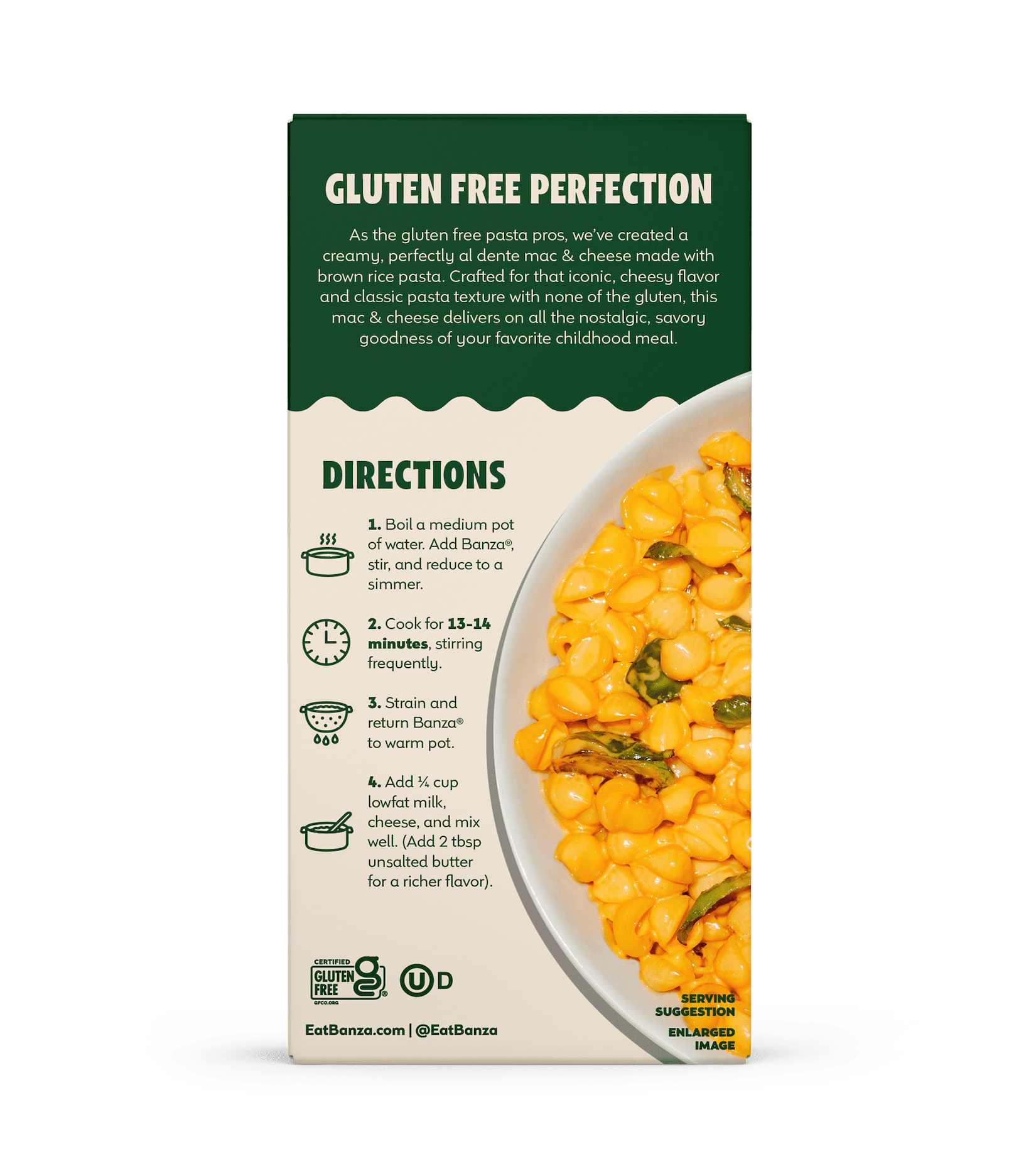 Banza Brown Rice Cheddar Shells Mac & Cheese, 5.5oz, Classic Cheesy Taste, Made in Italy
