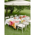 thumbnail image 4 of Outdoor Tablecloths with Umbrella Hole & Zipper, Pink Yellow Floral 60 x102 Inch Rectangle Tablecloths, Spring Flowers Elegant Botanical Waterproof Table Cloth, Patio/Pool/Picnic Table Covers, 4 of 8