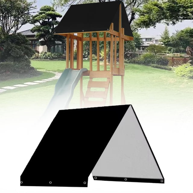 Toldo de repuesto para patio de juegos, lona impermeable, tela Oxford resistente a la intemperie, multiusos, protector solar, para patio trasero al aire libre Negro