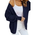 thumbnail image 3 of HUBERY Women Hollow Out Open Front Long Sleeve Ribbed Knit Solid Color Cardigan, 3 of 5