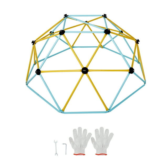 KFFKFF Climbing Dome Geometric, Jungle Gym with 600LBS Capacity and Simple Setup, 6FT Dome Climber Play Hub for Children Aged 3 to 9, Including Climbing Handle, Indoor and Outdoor Play Gear