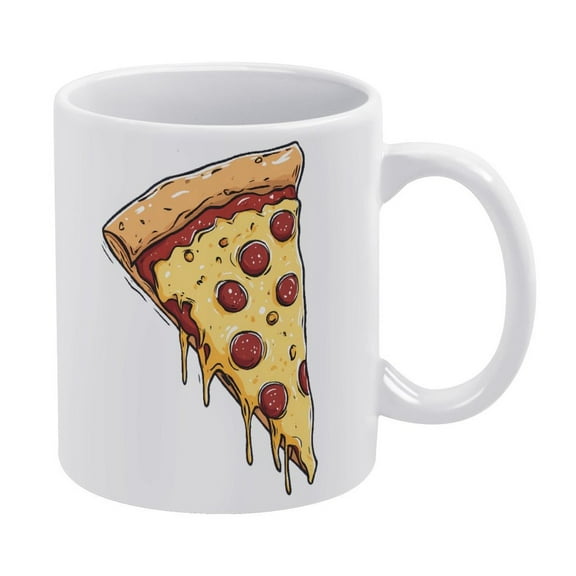 Delicious Pizza 11oz Coffee Mug with Handles Ceramic Tea Cup For Water Tea Drinks Dishwasher and Microwave Safe