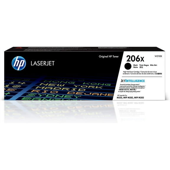 HP 206X Black High-yield Toner Cartridge | Works with HP Color LaserJet Pro M255, HP Color LaserJet Pro MFP M282, M283 Series | W2110X, Pack of 1, Black