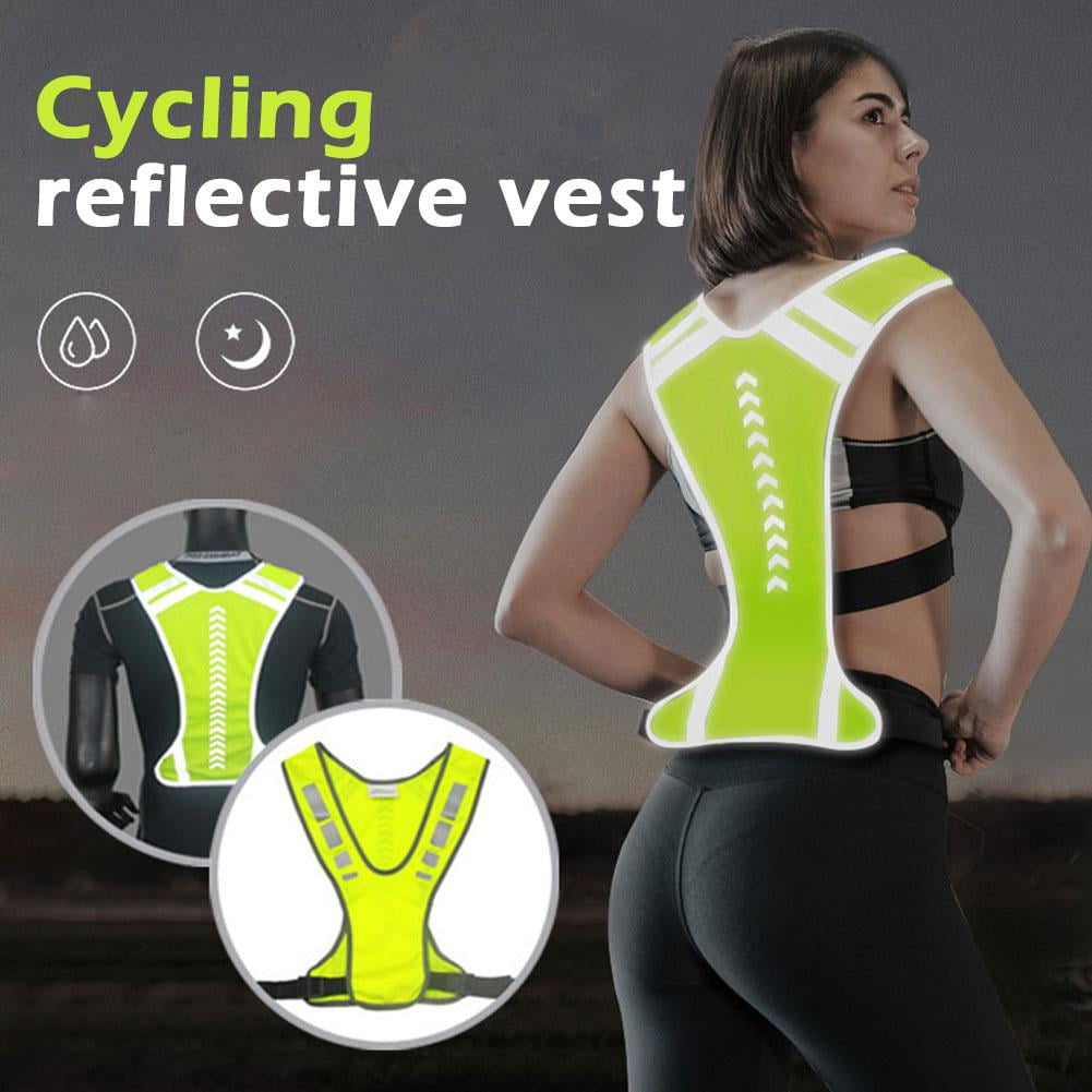 Reflective Running Safety Vest Adjustable High Visibility Vest for Night Running Cycling Walking Emergency Outdoor Use