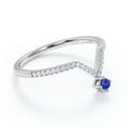thumbnail image 3 of JeenMata Round Lab Created Blue Sapphire Birthstone Ring - Engagement Ring - Promise Ring in 18K White Gold over Silver, 3 of 6