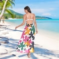 thumbnail image 7 of FORMRS Womens Long Sarong Beach Wrap Semi-Sheer Bikini Skirt Bathing Swimsuit Cover Up, Pink Floral Blooms, 7 of 7