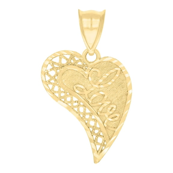 10kt Real Yellow Gold Womens Love Heart Charm Pendant
