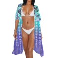 thumbnail image 3 of HELLHERO Polyester Long Kimono Swimsuit Cover Up for Vacation Loose Breathable Mermaid Scales, 3 of 6