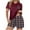 Burgundy, variant on ZQUUVOU Women's Cotton Pajama Sets Short Sleeve Plaid Short Pants Soft Lounge Sets Casual V Neck Sleepwear PJ Gray