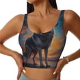 thumbnail image 1 of Fotbe Moonlit Night Sky Wolf Sujetador Deportivo Largo sin Aros para Mujer con Almohadillas y Soporte Medio, Transpirable y Absorbente, Camiseta Tipo Chaleco o Tank Top-XX-Large, 1 of 8