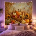 thumbnail image 2 of Pumpkin Basket Among Sunflowers and Apples, Cozy Vintage for Fall Decor Fans, Fruit Still Life Art, Thanksgiving Hostess Gift, Tapestry Wall Hanging for Dining Room and Den, 2 of 7