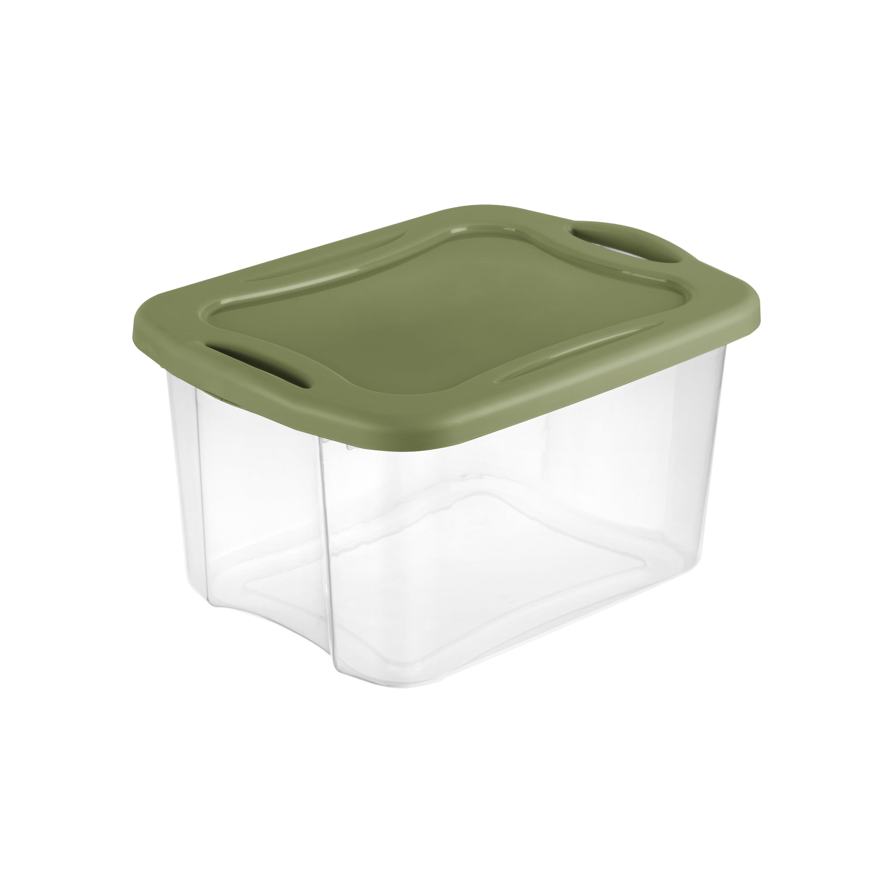 Sterilite 40 Qt Plastic Storage Box EZ Carry Clear And Sage Legume 
