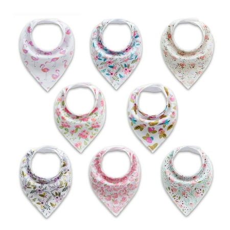 Fruit Bib Set - Set 8 Bib Unisex Snap Button Teething Drooling Bibs for Boys Girl Toddlers
