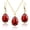 Gold,Ruby,July, variant on Ruby Crystal Wedding Jewelry Sets for Women, Garnet Imitation Diamond Pendant Necklace Set, Gold Plated Drop Dangle Red Earring Set, Boho Teardrop Rhinestone Birthstone Jewelry Set