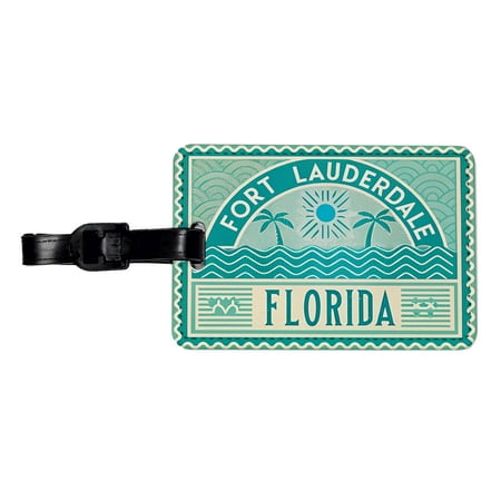 Fort Lauderdale FL Florida Travel Vacation Stamp Faux Leather Travel Luggage Tag