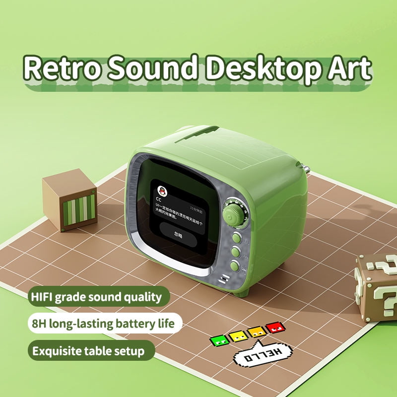 FM Radio Bluetooth Speaker with Alarm Clock, Rechargeable Retro Mini Wireless Speaker, LCD Touch Screen Display, Support TF Card, Vintage Decor Perfect for Party,Office,Home,Bedroom,Kitchen,Outdoor
