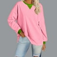 thumbnail image 2 of XFLWAM Womens Oversized Sweatshirt Crew Neck Long Sleeve Pullover Tops Casual Loose Fit Solid Color Fall T Shirt Pink L, 2 of 6