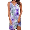 thumbnail image 2 of TaTaai Women Vintage Print V-Neck Sleeveless Short Dress Loose Fit Casual Fashion Dress for Ladies Spring Summer Daily Commute Lightweight Breathable Non-See-Through Soft Gift, 2 of 8