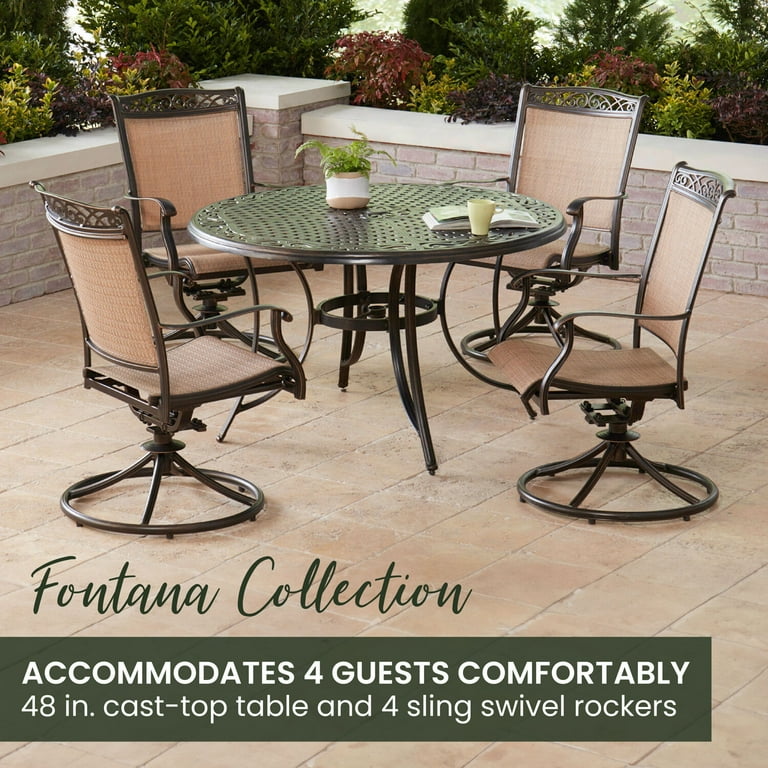 Hanover Fontana 5-Piece Outdoor Dining Set with Sling Swivel