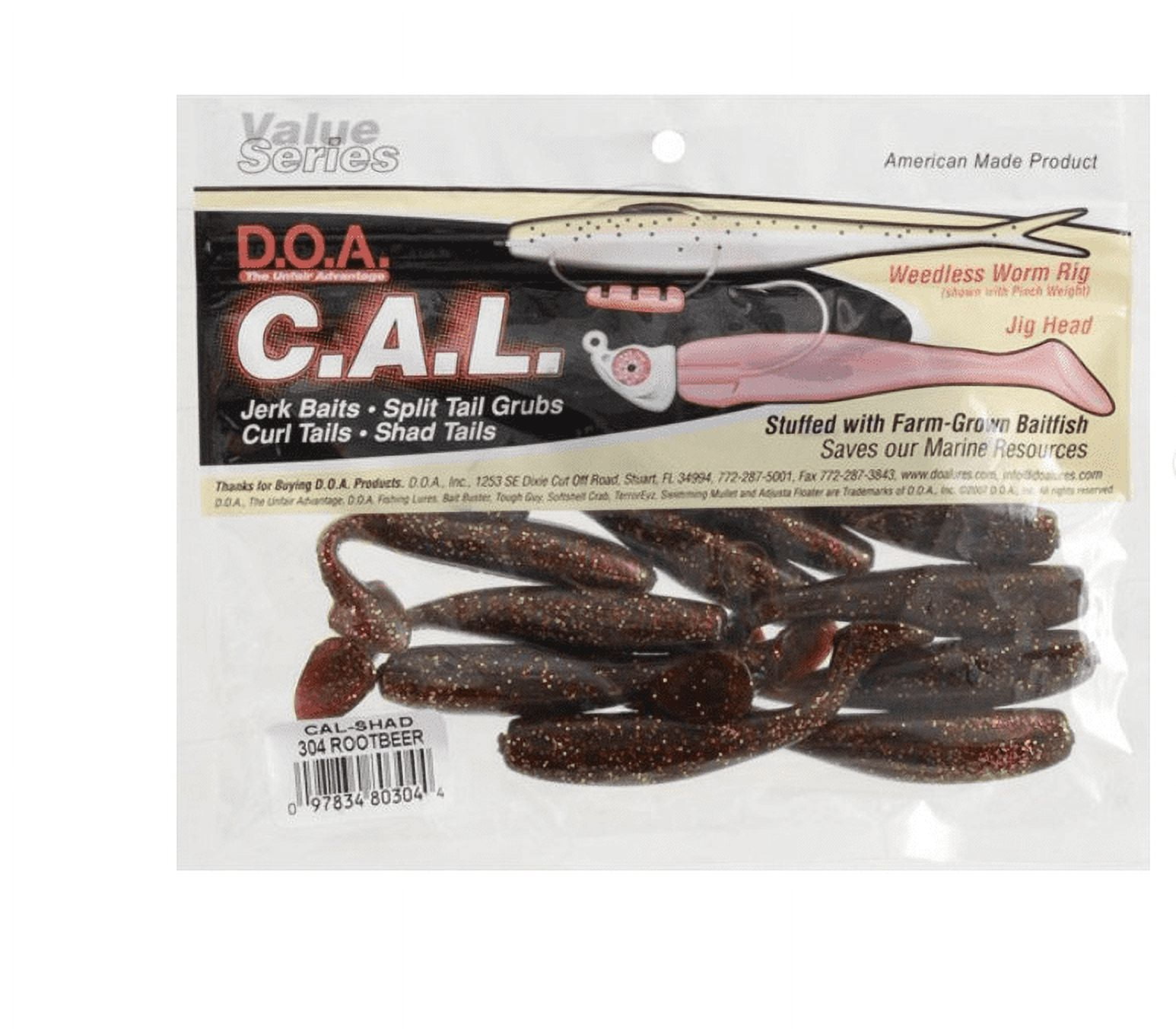 D.O.A. 80304 C.A.L. Shad Tail 3 Rootbeer/Gold Glitter 12 Per Pack
