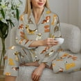 thumbnail image 6 of Fuzoiu Cute Dog Print Women's Long-Sleeved Pajama,Lounge Button Down Nightwear,Womens Notch Collar Pajama Set-XX-Large, 6 of 7