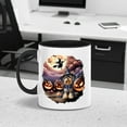 thumbnail image 4 of Spooky Halloween Night Witch Yorkshire Terrier Glowing Pumpkins 11oz Accent Two-tone Mug Yorkie Dog Lover Gifts Coffee Tea Cup - 12015, 4 of 5