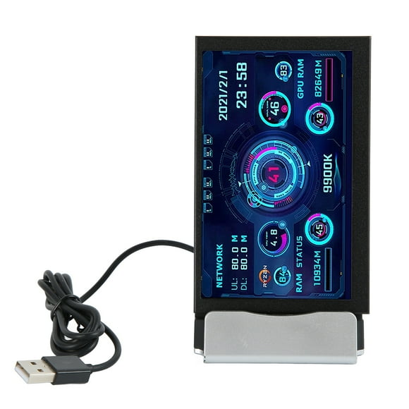 PC CPU Data Monitor, Energy Saving Mini ITX PC Case Monitor Horizontal Vertical Switching 5in IPS For Office