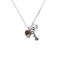 thumbnail image 2 of Delight Jewelry Goldtone Wide Translucent Brown Cheetah Print Spinners - Love and Lock Charm Necklace, 18"+1", 2 of 4