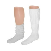 American Made Heavy Weight Cotton Slouch Knee High Socks 9- 11 Size White Colored Pack of 12 Pair Made in USA