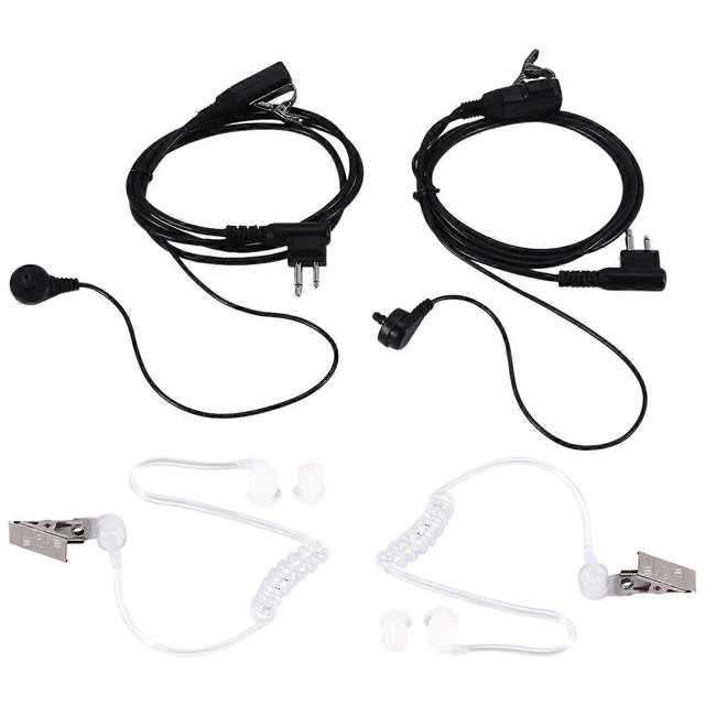 2Pack Fbi Style 2Pin Covert Acoustic Tube Earpiece Ptt Headset For Motorola 2 Ways Radio GP88S GP300