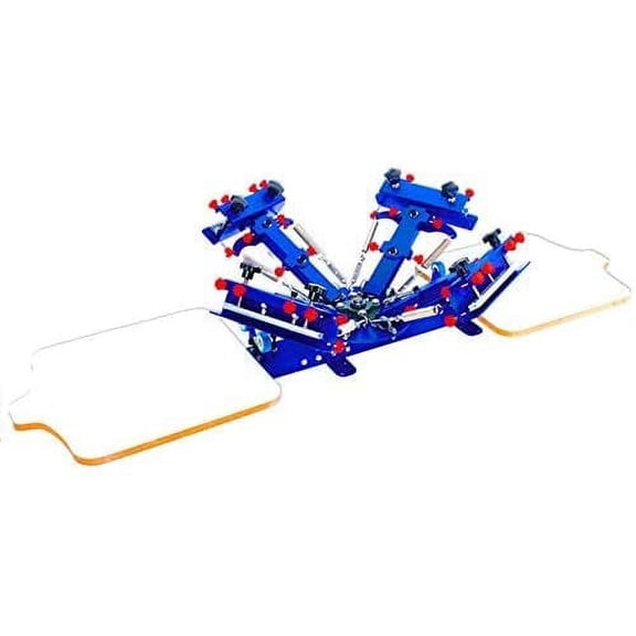 INTBUYING 4 Color 2 Station Desktop Micro Registration Single Color Screen Printing Press Printer Machine Screen Print DIY T-Shirt with Fine Tunning Stuff