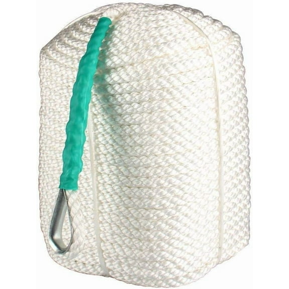 Super Strong 1/2 Inch x 300 Feet Three Strand Braided Boat Lines Dockline with Thimble 5850 Pound Breaking Strain Green