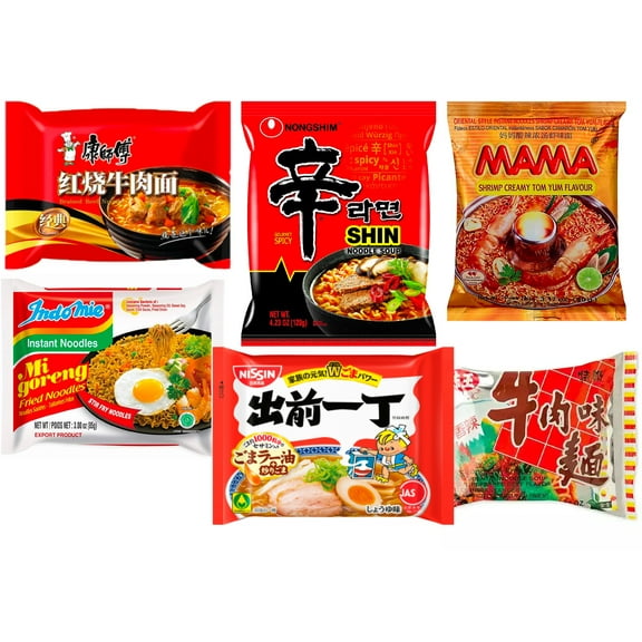 Charmed Selected Best of Asia Instant Noodle Ramen Mix of 6