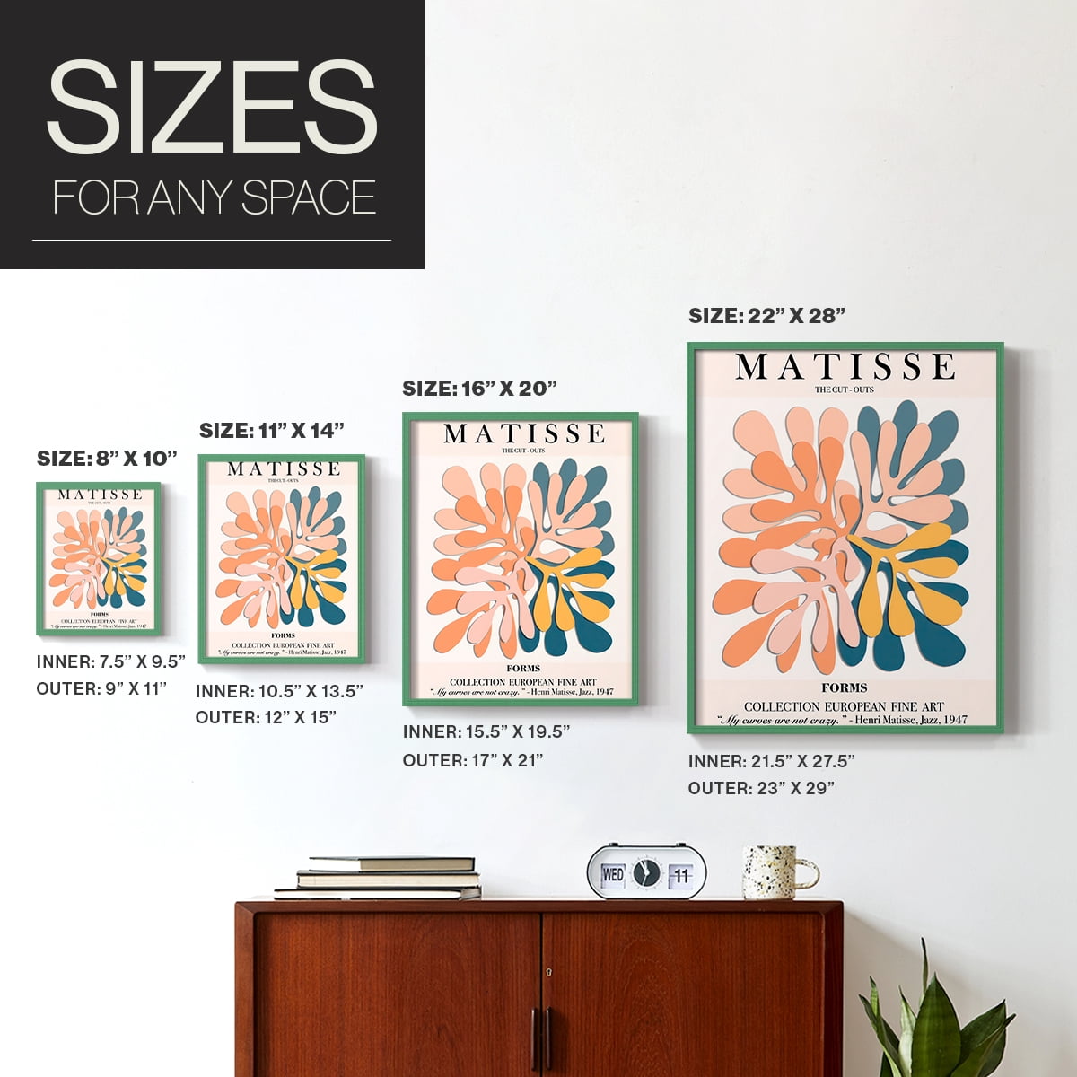 Matisse CXCIV Framed Print in Green Solid Wood 8 x 10 Framed Print