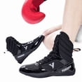 thumbnail image 6 of Men'S High-Top Boxing & Wrestling Training Shoes - Slip-Resistant Rubber Sole, Breathable Full-Grain Faux Leather-like Upper, Adjustable Ankle Support, Round Toe Design for Combat Sports, Gym, 6 of 10