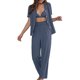 thumbnail image 5 of Conjunto de pijama de 3 piezas para mujer blusa holgada sujetador y pantalones conjunto de ropa de descanso, 5 of 9