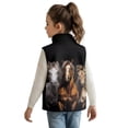 thumbnail image 4 of Binienty Horse Print Girls Zip Up Jackets Size 9-10 Warm Thick Fleece Outerwear Vests With Pockets Lightweight Fuzzy Fluffy Fleece Waistcoat Big Kids Comfy Thick Fall Winter Clothes, 4 of 7