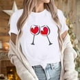 thumbnail image 2 of Diufon Hauts de la Saint-Valentin pour Femmes Décontracté Manches Courtes Col Rond Chandail Chemise Imprimé Graphique Mignon Tendance, 2 of 5