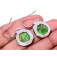 thumbnail image 2 of Copper Green Turquoise - Arizona Gemstone 925 Silver Plated Earring 1.17" A370, Valentine's Day Gift, Birthday Gift, Beautiful Jewelry For Woman, 2 of 2