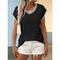 thumbnail image 5 of Women'S Sleeveless Sweater Casual V Neck Cap Sleeve Knit Pullover Tank Tops Black L, 5 of 7